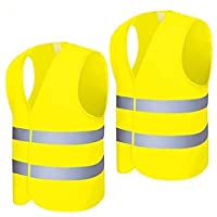 Chaleco Reflectante 2 Piezas Chaleco de Seguridad de Alta Visibilidad Amarillo